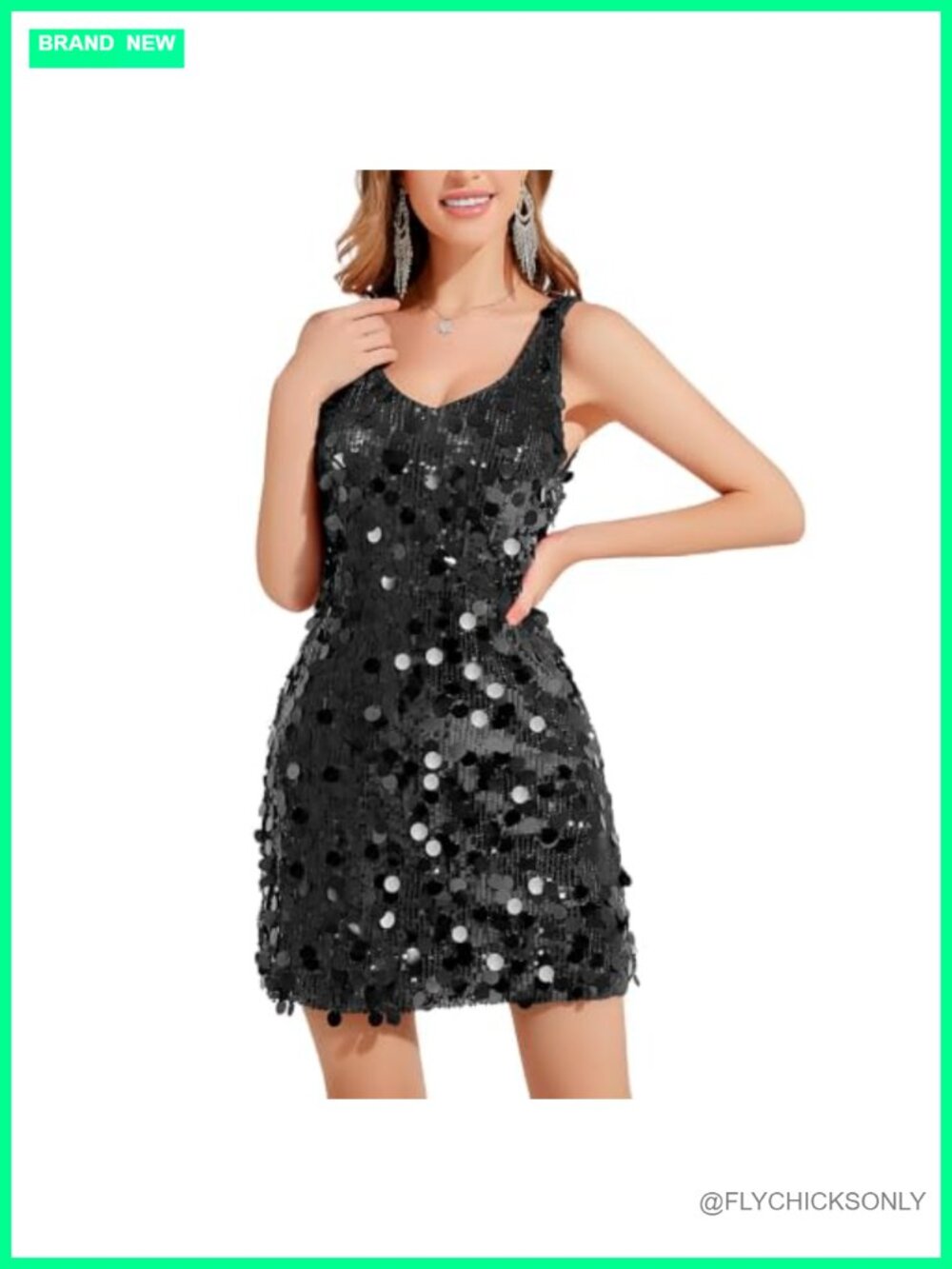 Sequin Glitter V Neck Sleeveless Shift Dress Cocktail Party Club Night Out